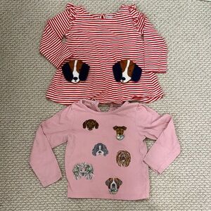 Mini Boden Dog Long Sleeve Tops- Set of 2 size 2/3 years